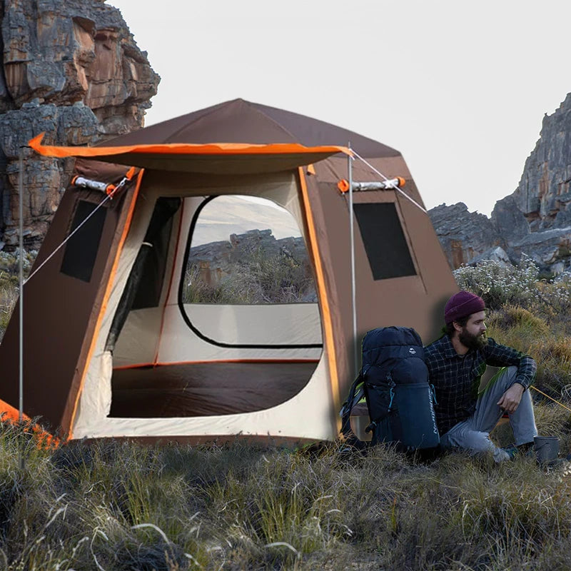 Waterproof Pop Up tent camping 4-8 tao family Room Cabin Tent Instant Setup na may Sun Shade Automatic Aluminum Pole