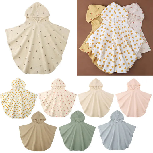 Purong Cotton Baby Towel Solid Color Muslin Baby Hooded Bath Towel Kids Newborn Swim Beach Bathrobe Quick Dry Facecloth Baby Stuff