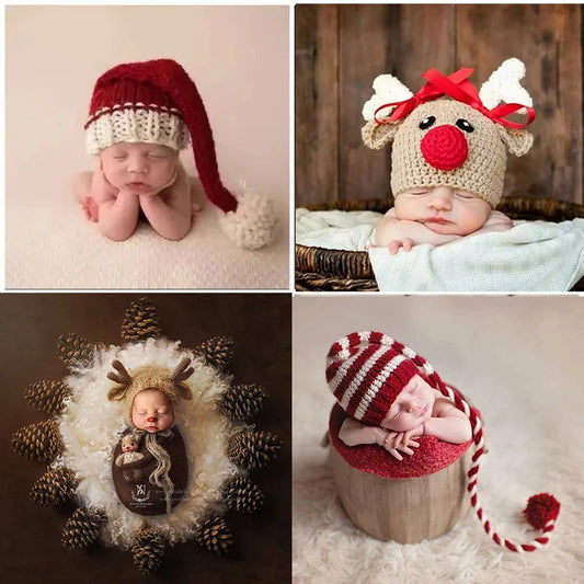 Baby Photography Props Hats Knitted Baby Caps Lovely Baby Cartoon Hat Infant Photography Costume Accessories Newborn Shooting
