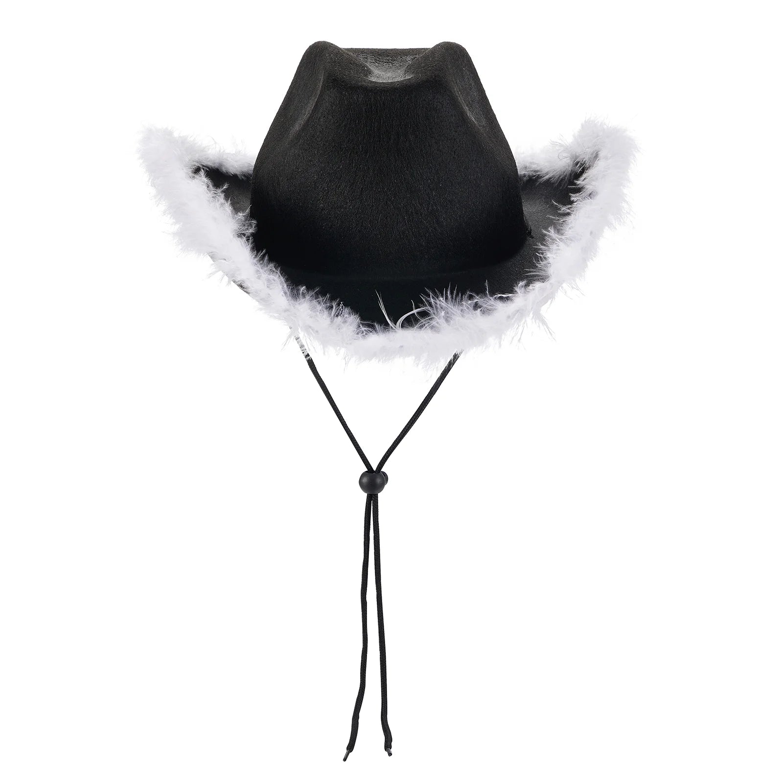 Women's Cowboy Hat, Adult Solid Color Furry Trim Wide Brim Hat Female Cap for Dating Party