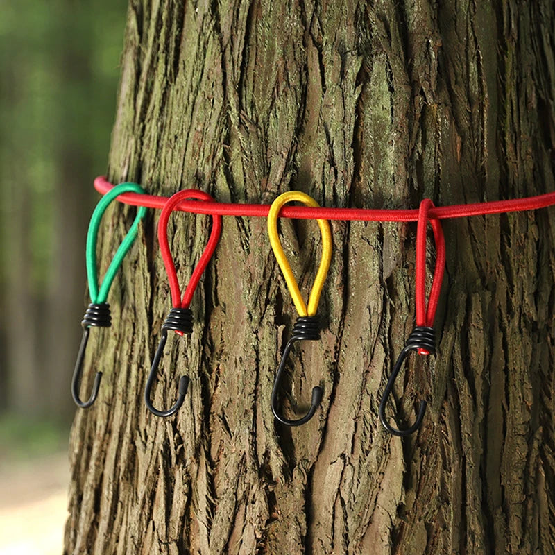1PC Tent Elastic Rope Cord Hook Versatile Outdoor Camping Canopy Tarp Tent Fixing Cord String Carabiner Hooks Accessories