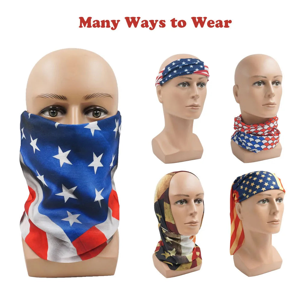 USA Flag Pattern Sun Protective Scarf Multipurpose Hiking Headband Fishing Cycling Face Shield American Riding Skiing Bandana
