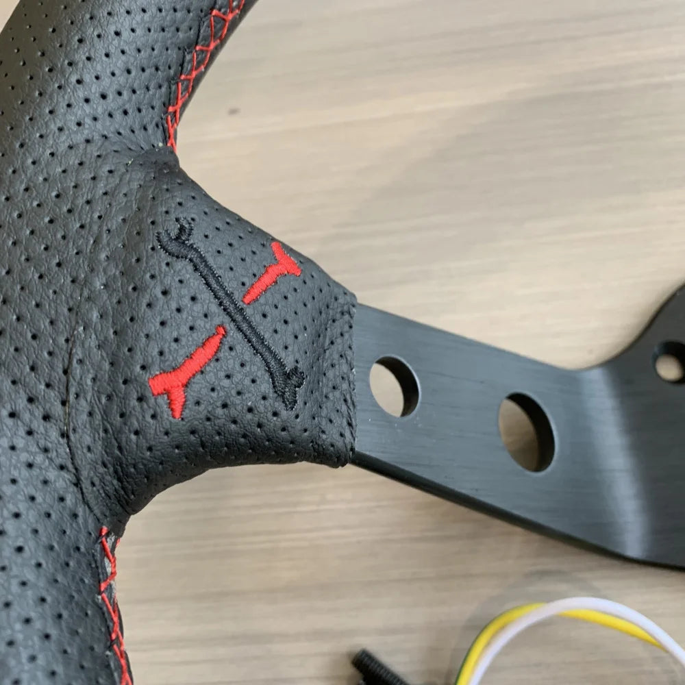 عجلة قيادة رياضية VERTEX حمراء عالمية مقاس 13 بوصة 330 Deep Dish Racing Sim