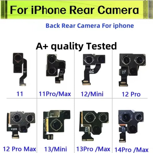 Fully Tested Main Lens Flex Cable Camera module For iPhone 11 12 13 Pro Max 14 15 Plus Pro Max 12 13 Mini Back Rear Camera