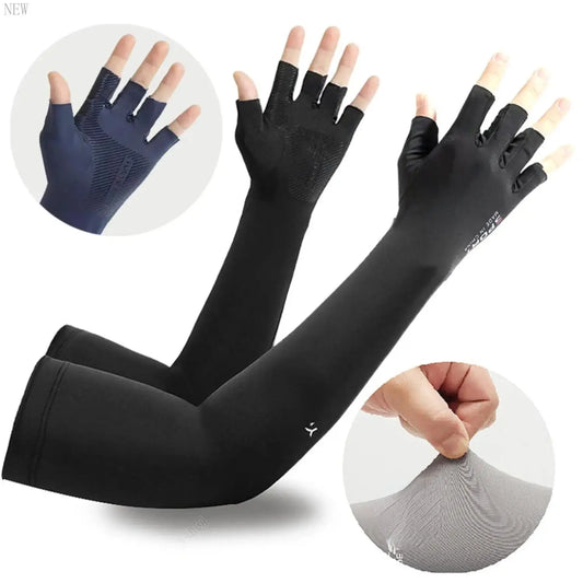 New Ice Fabric Running Camping Arm Warmers Basketball Sleeve Running Arm Sleeve Cycling Sleeves Summer Sports Safety Gear
