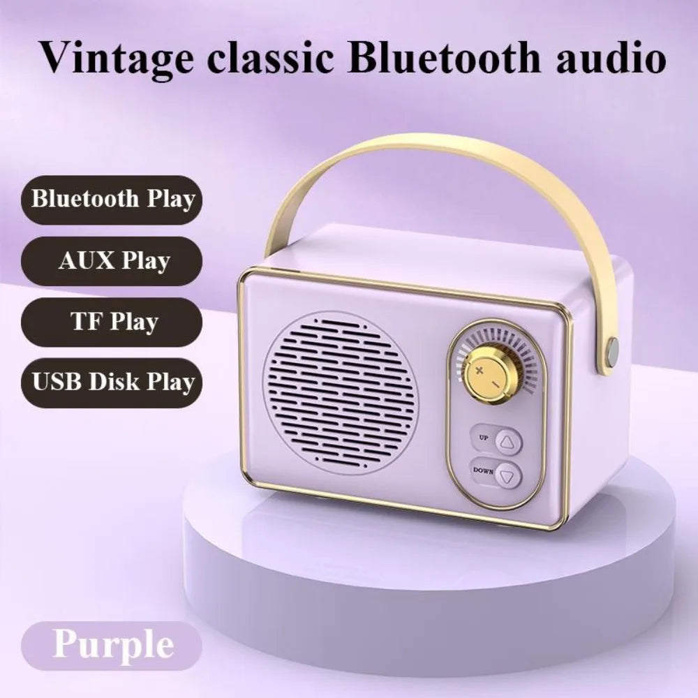 Retro Bluetooth Portable Speaker With FM Radio Small Wireless Stereo,Loud Volume TF Card Slot and MP3 Player for iPhone Android