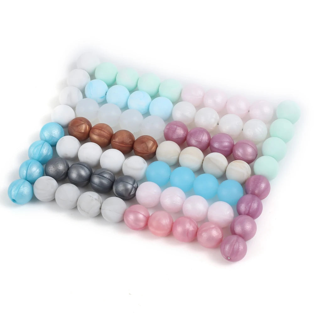 50Pc 12mm 19Color Silicone Round Bead Food Grade Teether Chew Bead Para sa Handmade Baby Pacifier Chain DIY Alahas Paggawa ng Accessory
