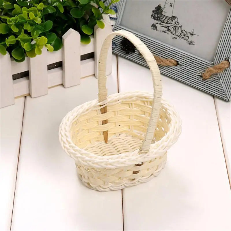 Wicker Flower Basket Vine woven countryside style hand-held basket flower girls Hand Held Wedding Basket Candy Storage Hamper