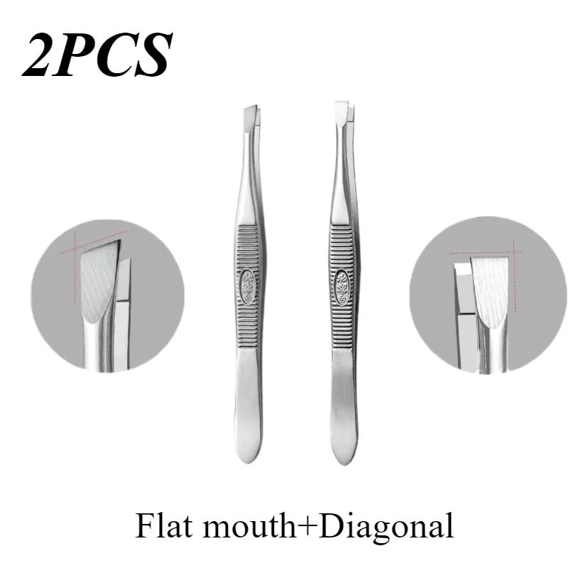 Stainless Steel Convenient Small Tool Eyebrow Pliers Eyebrow Tweezers Professional Eyebrow Hair Removal Tweezer Flat Tip Tools