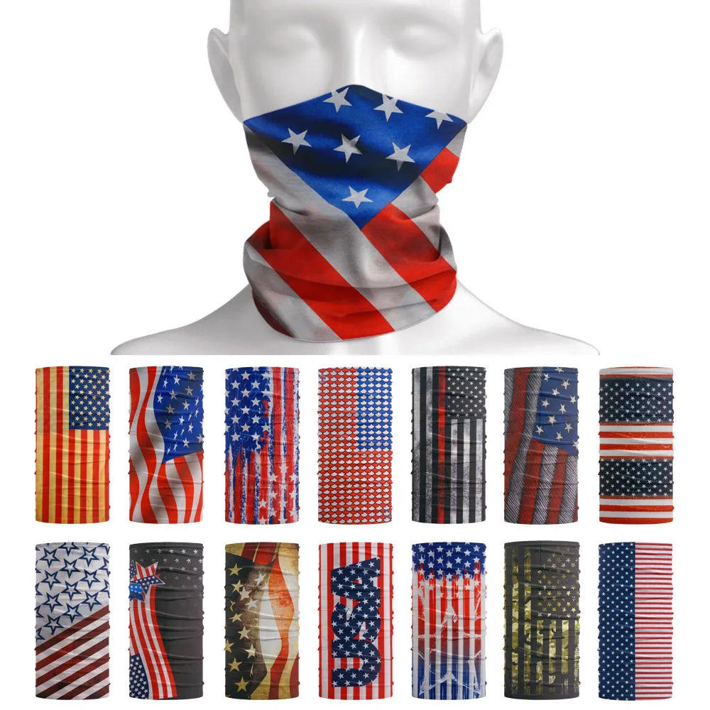 USA Flag Pattern Sun Protective Scarf Multipurpose Hiking Headband Fishing Cycling Face Shield American Riding Skiing Bandana