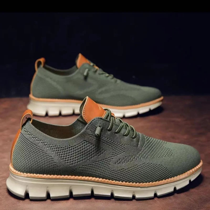 2024 Men Sneakers Plus Size Trendy British Style Summer Breathable Soft Male Sports Shoes Fashion Solid Woven Mesh Running Flats