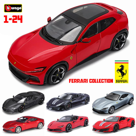 Bburago 1:24 Ferrari PUROSANGUE 488 458 F12 SP1 Modelo ng Sasakyan Die-casting Metal Model Laruang Bata Regalo ng Boyfriend Simulated Alloy