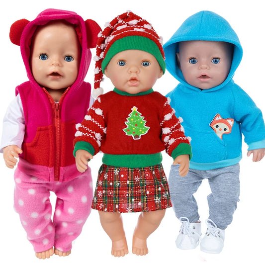 Baby New Born Doll Boy Clothes Hoody Sweater Para sa 17" Baby Doll Jackets