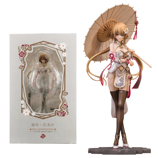 25CM Game Honkai Impact 3 Figure Rita Rossweisse Huanxisha Cheongsam Figure Aksyon Sexy Black Silk Model Toy 30CM Doll Figure