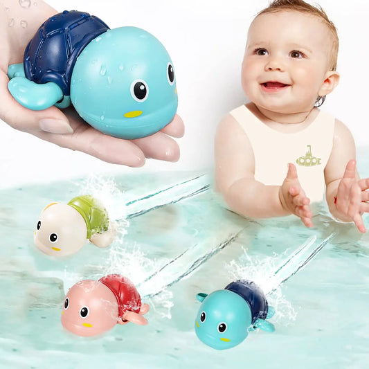 Baby Bath Toys Bathing Cute Swimming Turtle Whale Pool Beach Classic Chain Clockwork Water Laruang Para sa mga Bata Water Playing Toys