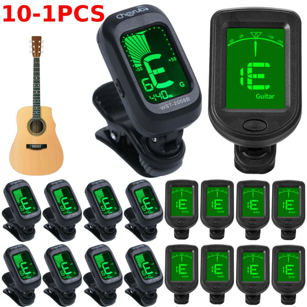 10-1PCS 3V Guitar Tuner Instruments Clip on Electronic Tuner For Guitar Bass Ukulele Violin Mandolin Banjo Guitar Accessories