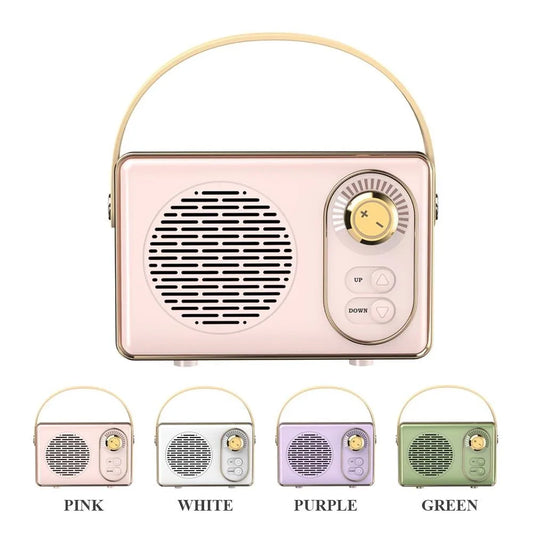Retro Bluetooth Portable Speaker With FM Radio Small Wireless Stereo,Loud Volume TF Card Slot and MP3 Player for iPhone Android