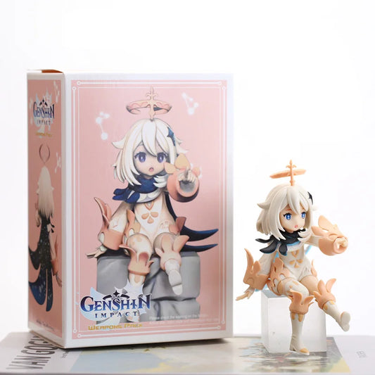 Anime Genshin Impact Action Figure PVC na laruang 12cm Paimon Figure na nakaupong posisyon Nakukolektang Modelong Manika