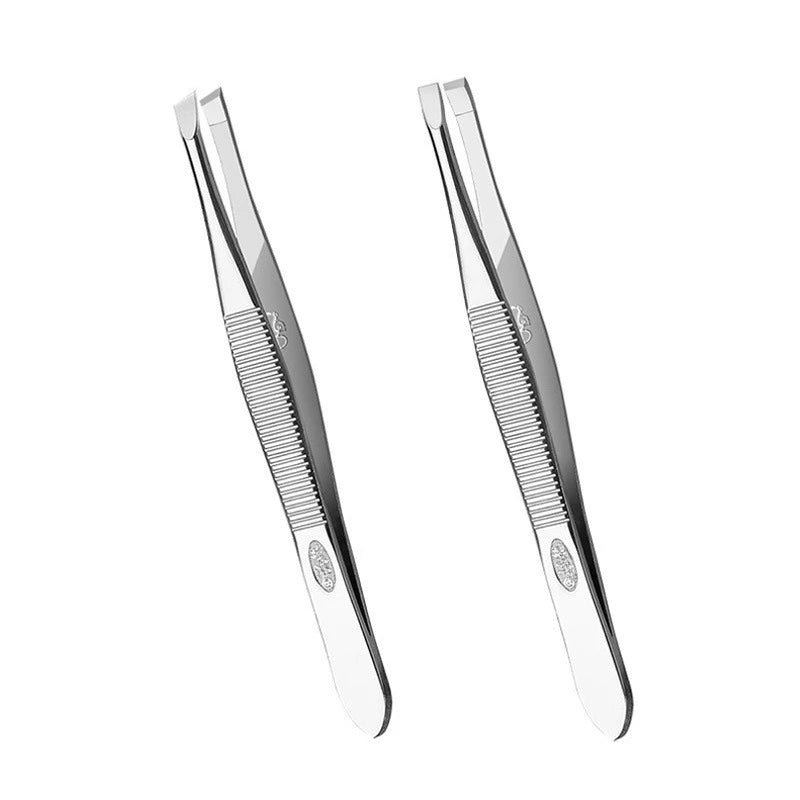 Stainless Steel Convenient Small Tool Eyebrow Pliers Eyebrow Tweezers Professional Eyebrow Hair Removal Tweezer Flat Tip Tools