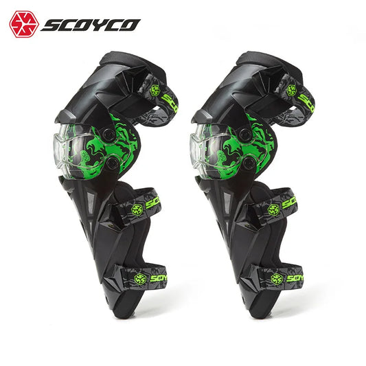 SCOYCO Motorcycle Knee Brace Two-piece Riding Protective Gear Off-road Racing Outdoor Sports Anti-fall K12 Knee Brace Breathable