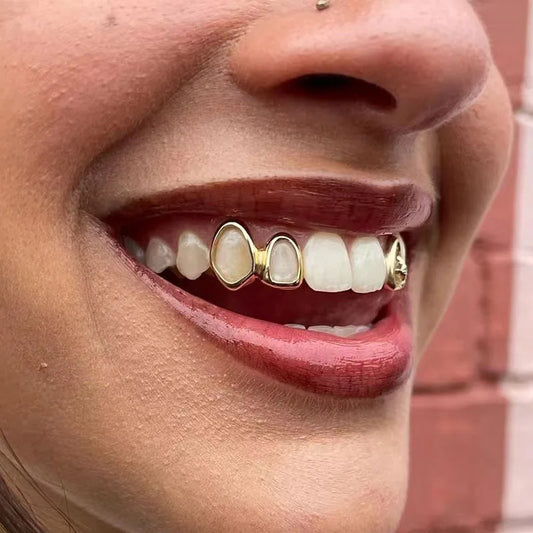 Hip Hop Hollow Star Tooth Grillz For Women Punk Gold Silver Color Daily Wearable Dental Grillz Jewelry Gifts