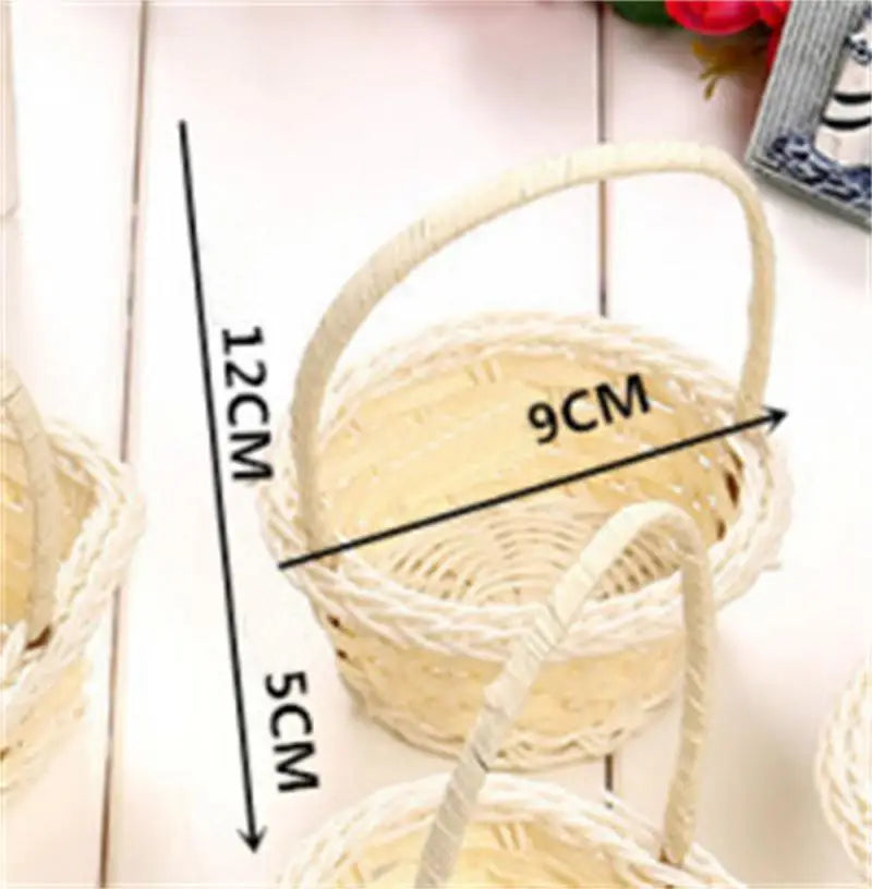 Wicker Flower Basket Vine woven countryside style hand-held basket flower girls Hand Held Wedding Basket Candy Storage Hamper