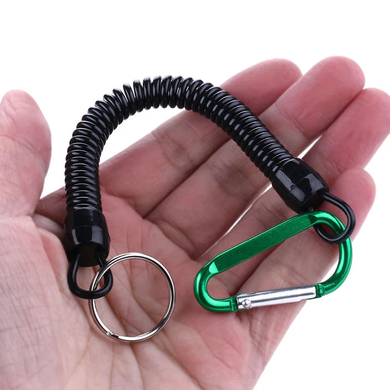1PC Tactical Retractable Spring Elastic Rope Security Gear Tool Hiking Camping Anti-lost Phone Keychain Fishing Lanyards Outdoor